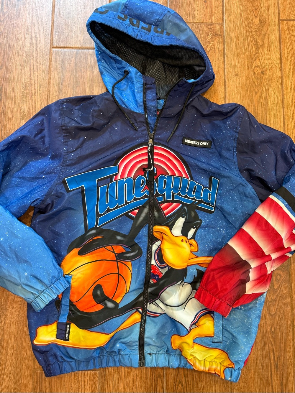 Space jam x members only full zip jacket with hood / men’s large